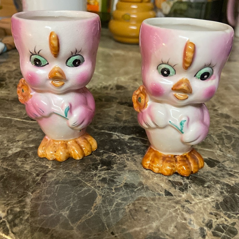 Vintage 1950s chick egg cups